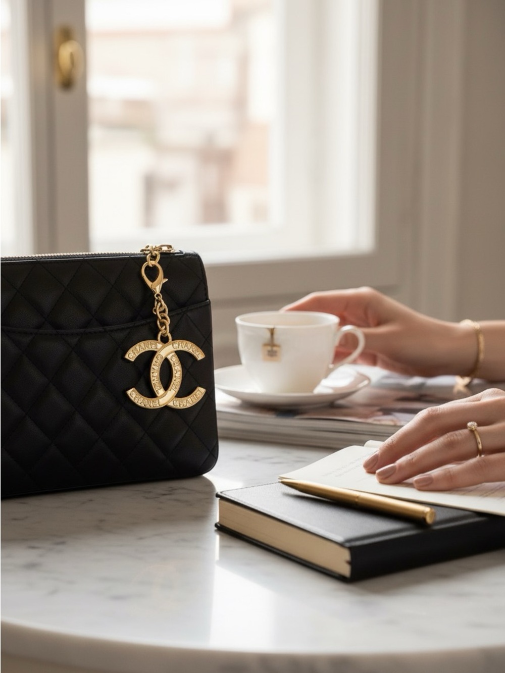 Brass bag Charm & keyring with Lobster Clasp